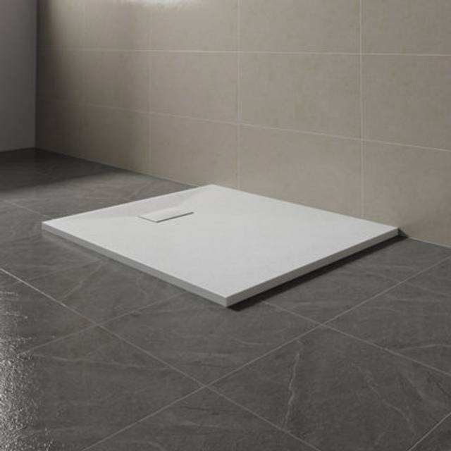 Sundaze 1000 X 900mm Smc White Rectangle Slate Effect Bathroom Shower Tray - One Size