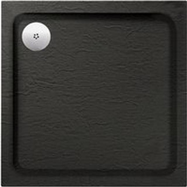Aquadart Luxury Black Slate Effect Shower Tray - Standard Chrome Waste - Square - 900 x 900mm
