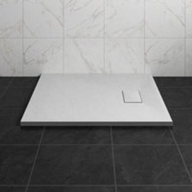 NRG - 900 x 800mm smc White Rectangle Slate Effect Bathroom Shower Tray