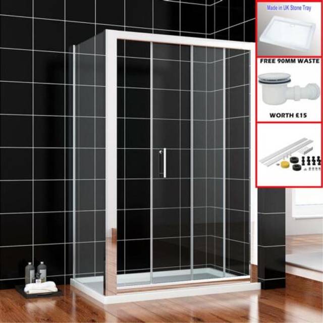 Sliding shower door cubicle enclosure and tray side panel riser kit 1000-1700mm
