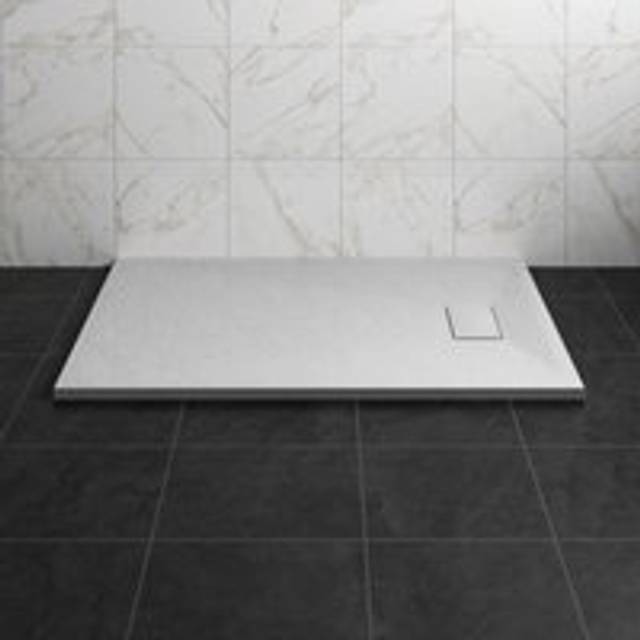 1200 x 800mm smc White Rectangle Slate Effect Bathroom Shower Tray - NRG