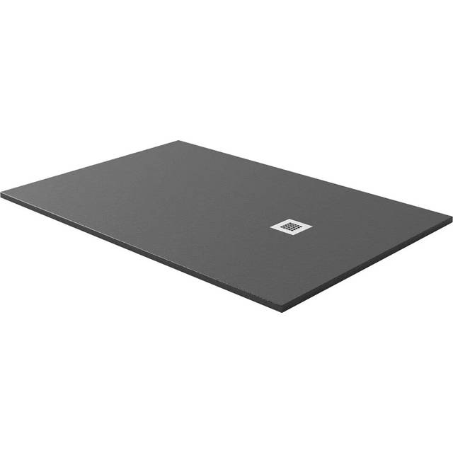 (Black 1100 x 900 mm) Stone Slate Effect Shower Tray  Square Rectangle Wet Room Grey Black White 30mm
