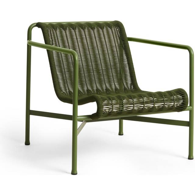 HAY - Palissade Cord Lounge Chair Low - olive/pulverbeschichtet/Sitzfläche Polyester/BxHxT 73x70x81cm (70.0 x 73.0 x 81.0cm)