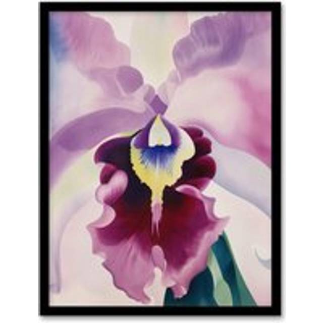 Abstract Floral Watercolour Orchid Soft Bloom Framed Art Print - Purple - W12 inch x H16 inch