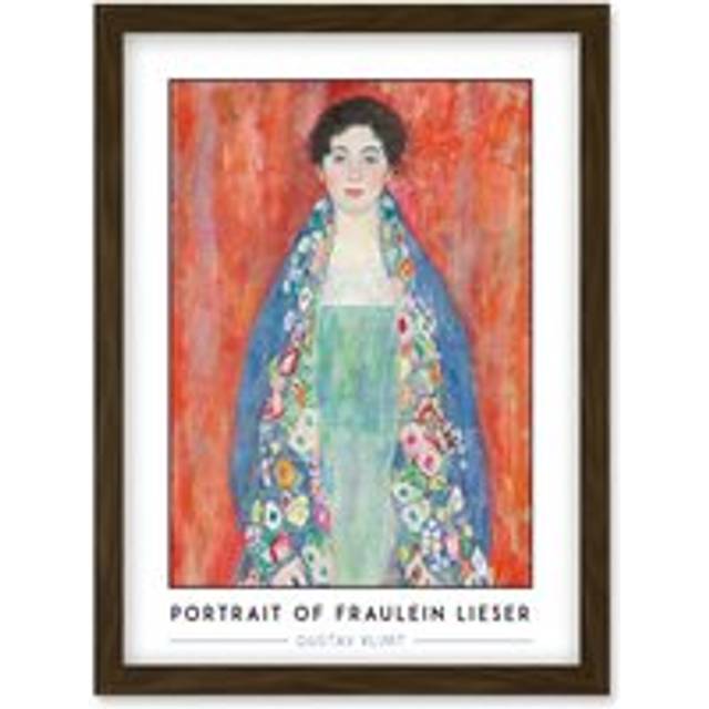Wall Art Print Artery8 Gustav Klimt Lost Painting Portrait of Fraulein Lieser Reproduction Vintage Artwork Framed A4 - Brown - A4