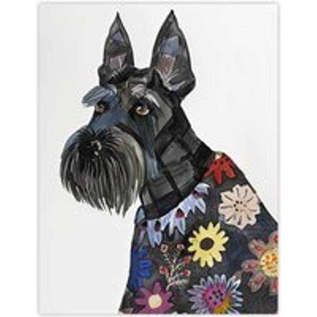 Scottish Terrier Floral Coat Dog Lover Portrait Wall Art Print - Black - W18 inch x H24 inch