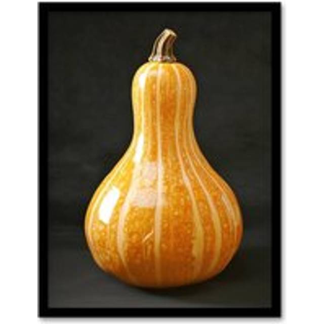 Shiny Butternut Squash Pumpkin Photograph Framed Art Print - Orange - A4