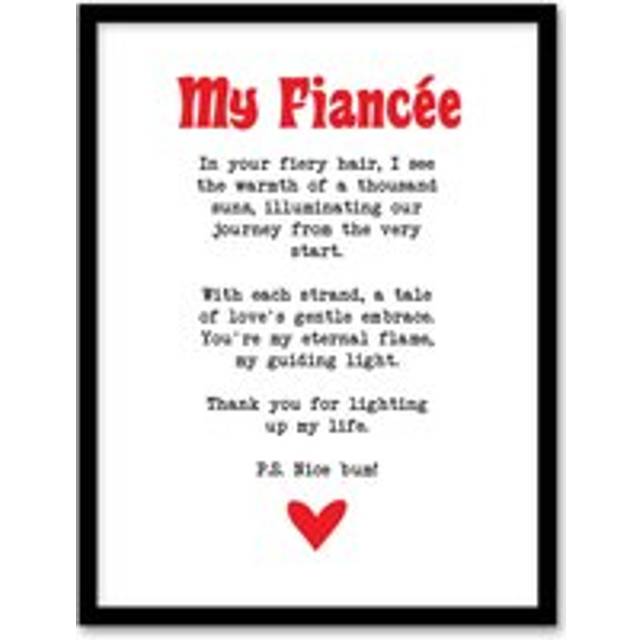 Love Poem Ginger Fiancée Romantic Funny Framed Art Print - White - A4