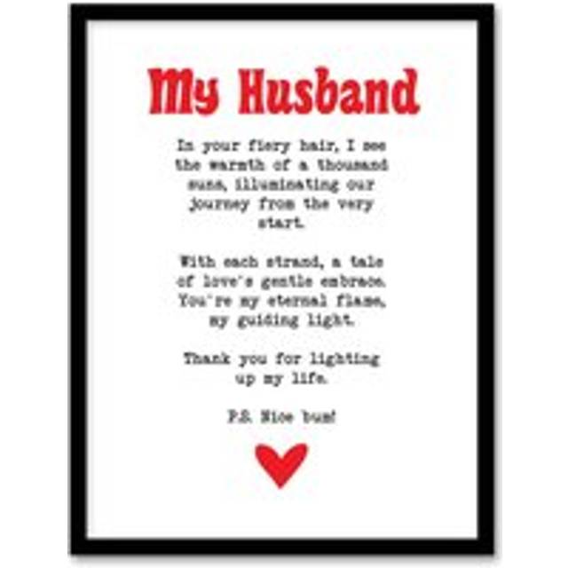 Love Poem Ginger Husband Romantic Funny Framed Art Print - White - W12 inch x H16 inch