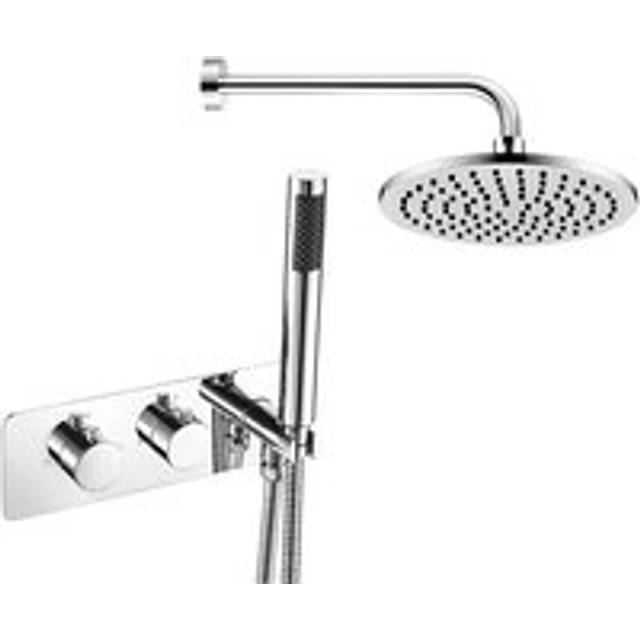 Revive Pack Two Outlet Concealed Shower Valve Dual Handle with Handset + Brass Fixed Head - Chrome - Signature
