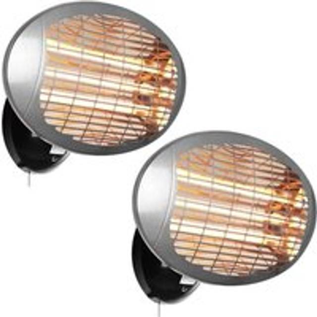 Twin Pack 2KW Infrared Electric Garden Outdoor Indoor Patio Heater - Metallic Silver - One Size
