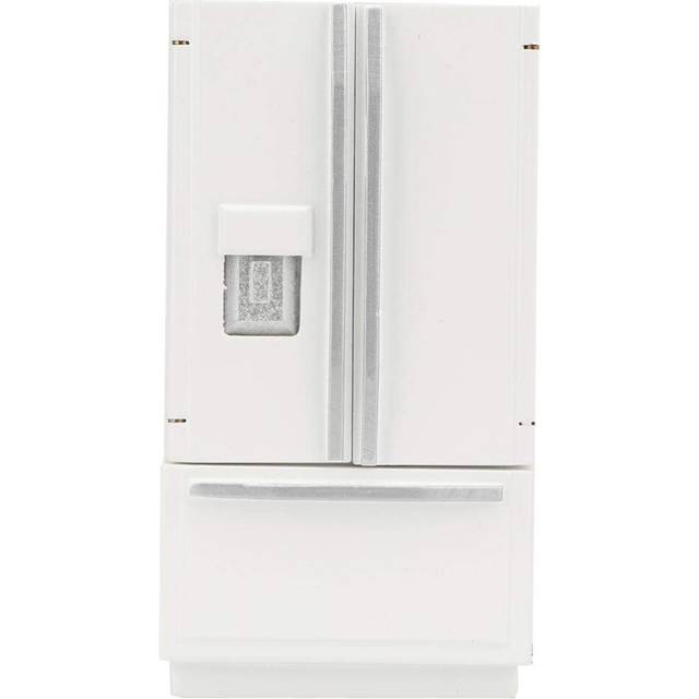 1:12 Dollhouse Decor Wooden Refrigerator, Mini Kitchen Model Family Furniture Lifelike Dollhouse Model(White)