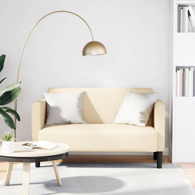 vidaXL Loveseat soffa cremefärgad 109 cm manchestertyg