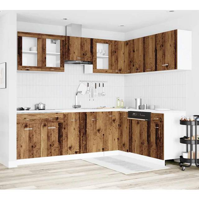 vidaXL 11 Piece Kitchen Cabinet Set Lyon Old Wood Engineered Wood - Brown