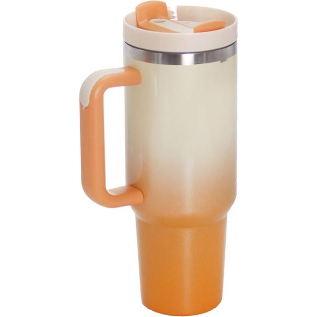 (Milk Latte) Stainless Steel Tie Dye Thermal Water Bottle Coffee Straw Cup 40 Oz Tumbler with Handle Drinkware Travel Car Mug Thermos Bottle