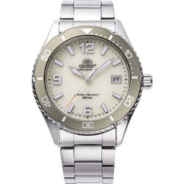 Orient Mako Solar Quartz Ivory Dial Steel Strap Men's Watch RA-WJ0003S10B