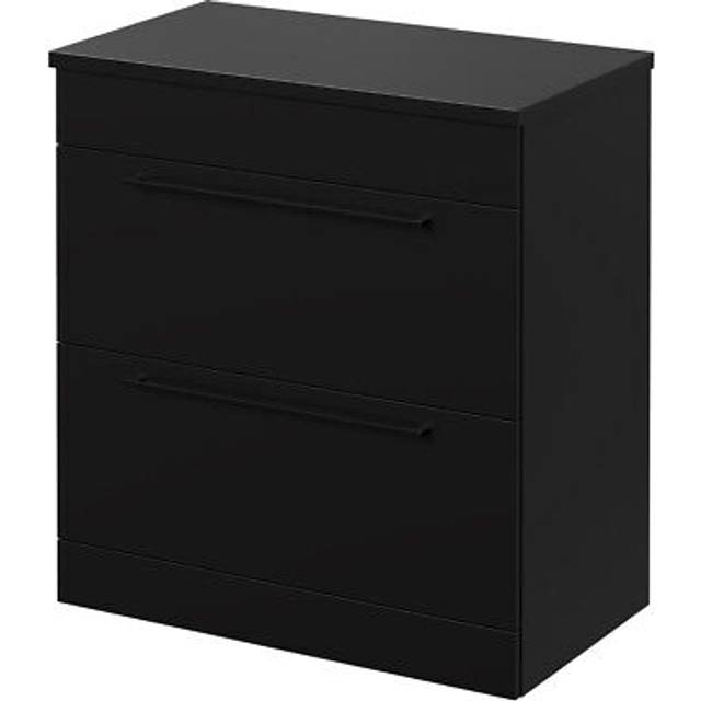 Napoli Floor Standing Vanity Unit for Countertop Basins with 2 Drawers and Handles | Matt Black | MDF | 800mm