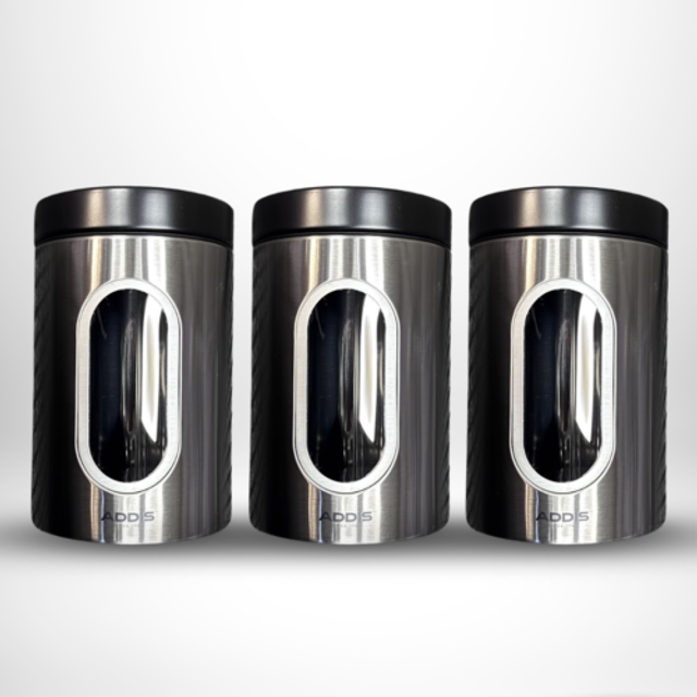 Addis Stainless Steel Canister With Window - 3 Pack - Tainless Steel