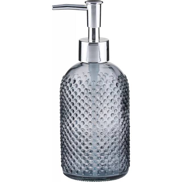 (Dotted - Silver Lid - Blue) 450ml Glass Vintage Lotion Liquid Soap Dispenser Sink Bathroom Kitchen Accessory