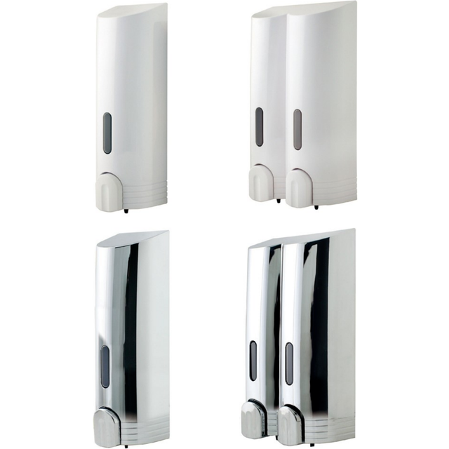 Euroshowers - Single Tall Round Liquid Soap Shampoo Gel Dispenser Pump White