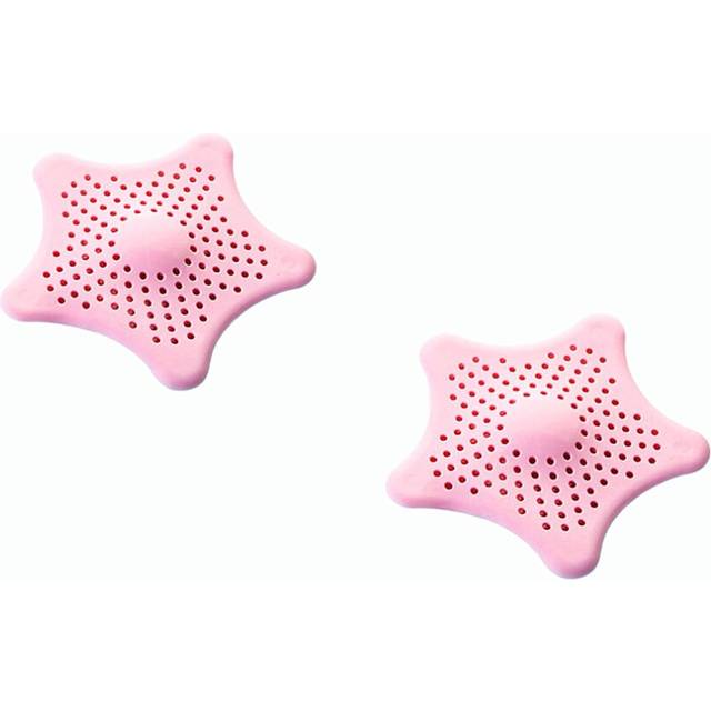 (pink) Two or Four Star-Shape Silicone Sink and Shower Drain Covers