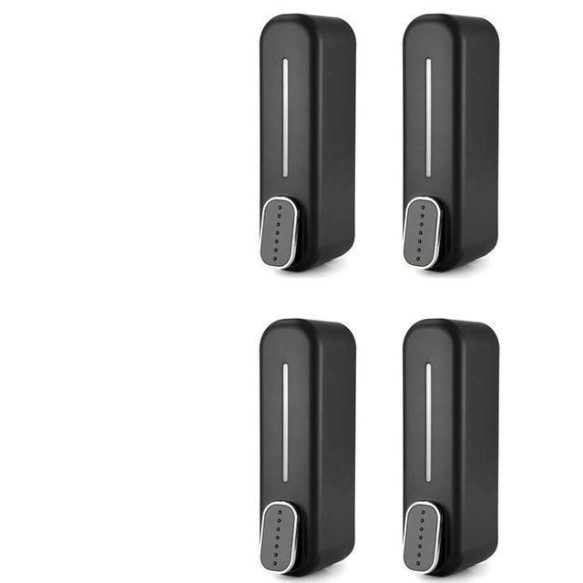 4X Soap Dispenser Wall Mount, 350Ml Hand Liquid Shampoo Shower Gel Dispenser for Bathroom Kitchen Office Black