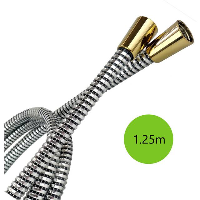 (1.25m) Flexible PVC Replacement Black/Chrome/Gold Bathroom Shower Hose Pipe All Sizes