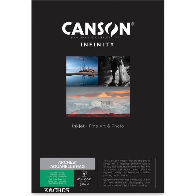 Canson Arches Aquarelle Rag (Pure White) 310 - A3+, 25 ark