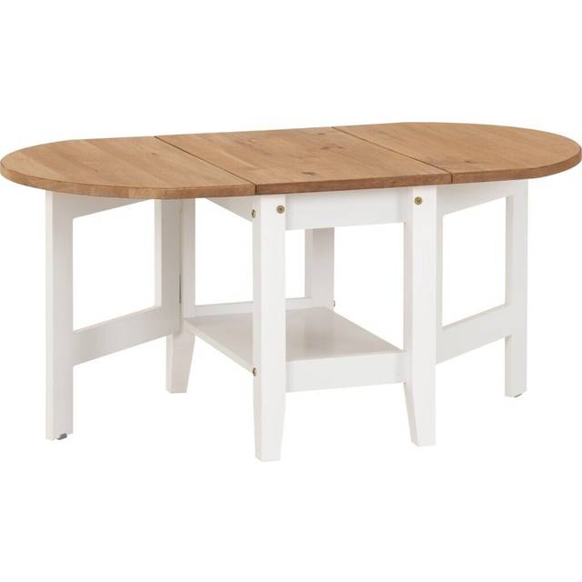 Seconique Santos Drop Leaf Coffee Table in White/Distressed Waxed Pine, none