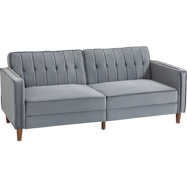 HOMCOM Convertible Sofa Futon Velvet-Touch Tufted Couch Sofa Bed Dark Grey | TJ Hughes