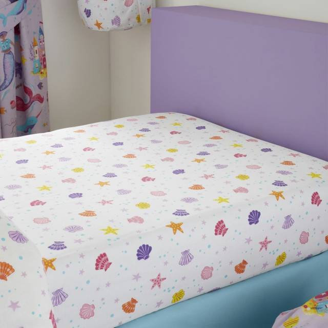 Happy Linen Company Magical Mermaids Ariel Fitted Sheet - Toddler Cot Bed, Purple