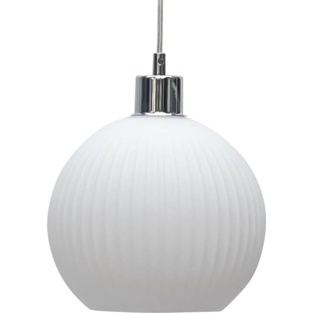 Modern white ribbed glass globe easy fit pendant shade ceiling lightshade