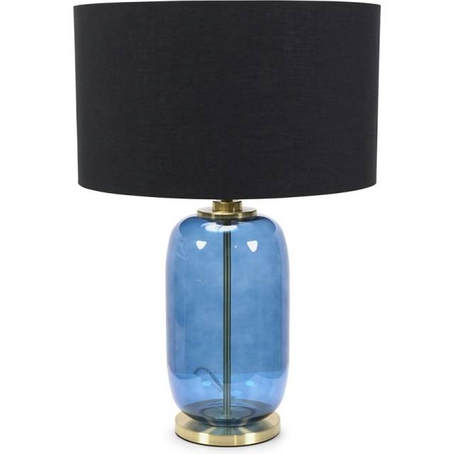 ValueLights Leigh Black & Gold Shade Navy Blue Glass Gold Table Lamp