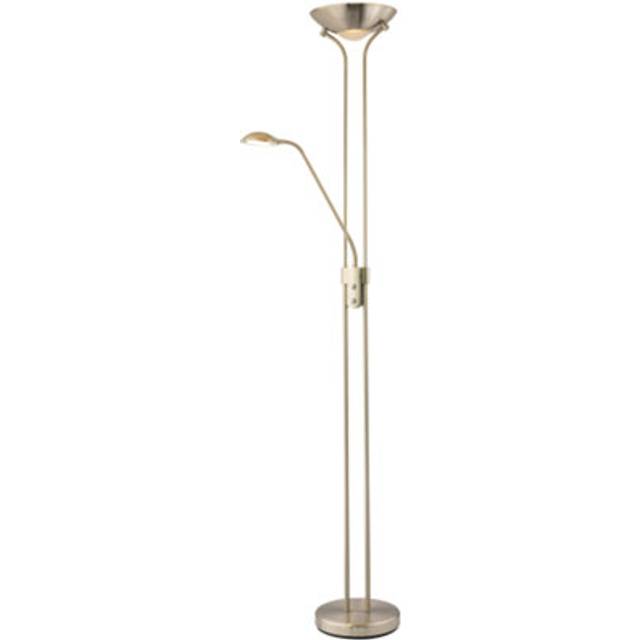 Led mother and child floor lamp in satin nickel with rotary dimmer switches b...