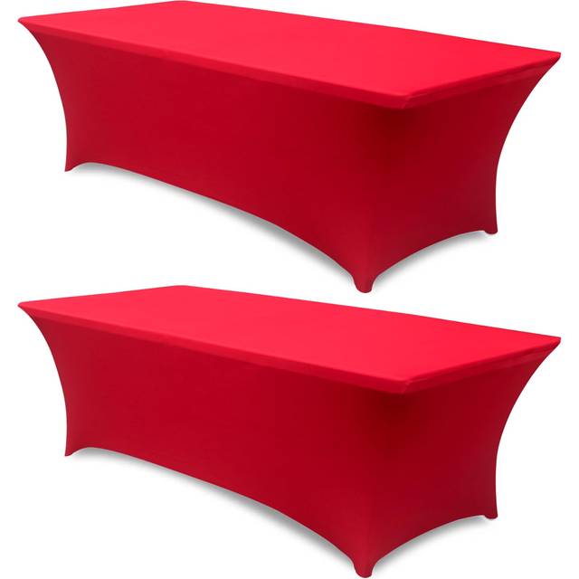 ABCCANOPY 2 Pack 8 ft Spandex Tablecloths Stretch Table Cover Rectangular Table Fitted Polyester Tablecover Table Toppers Red