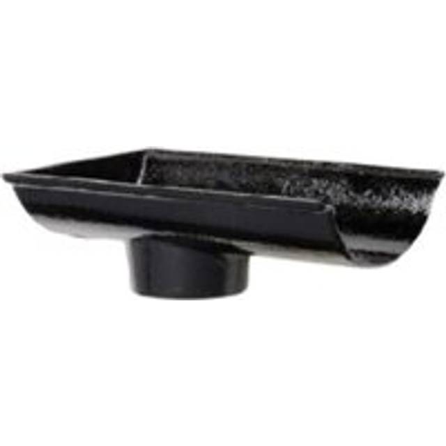 Cast Iron Beaded Half Round Gutter Internal Stopend Outlet - 100mm for 75mm Downpipe Black