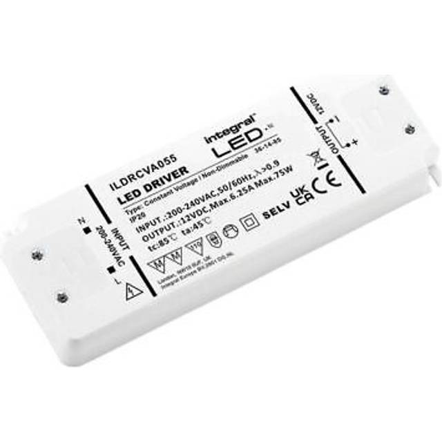 Integral Non-Dimmable 12V DC IP20 LED Strip Constant Voltage Driver 75W
