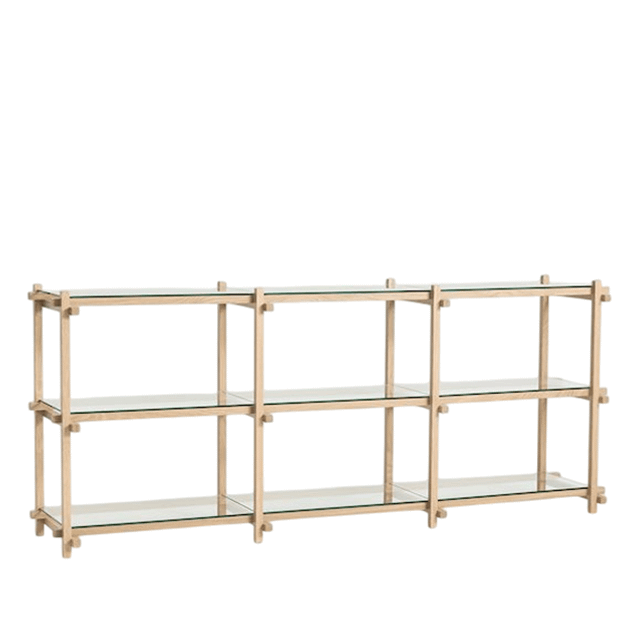 Hay - Woody Shelving 2.0 Column Low - Klar Glas/Eg - 9 hylder