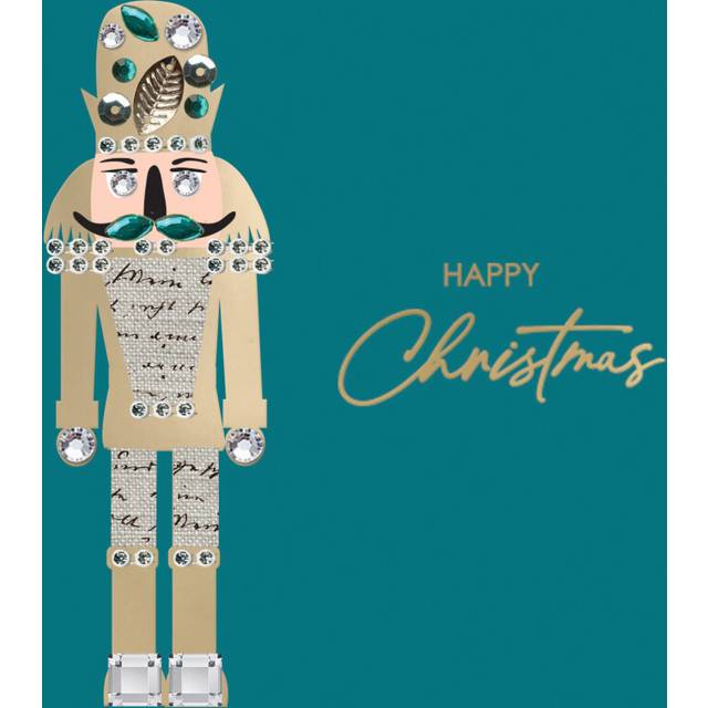 Jewelled Nutcracker Luxury Hand-Finished Foiled Christmas Card Xmas Cards