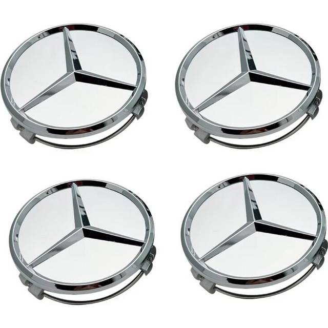 (Matte silver) 4pcs 75mm ABS Black Car Wheel Center Caps Rims Hub Caps For Mercedes Benz A B C E S CLA CLK ML GLK GLA GLB GLC CLASS Accessories