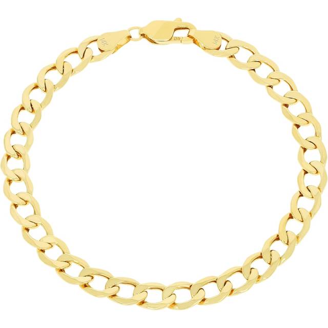 10k Yellow Gold 6.5mm Italian Curb Cuban Link Chain Bracelet Mens Women 7 8 9