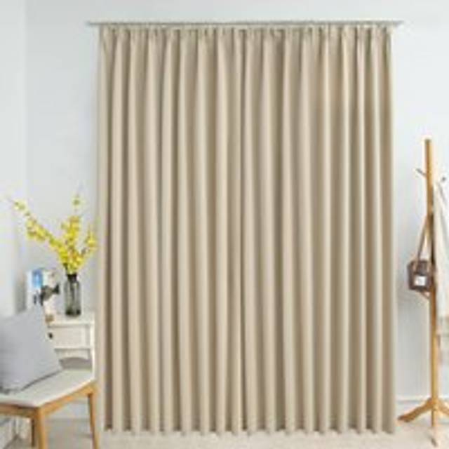 Blackout Curtain with Hooks Beige 290x245 cm - One Size