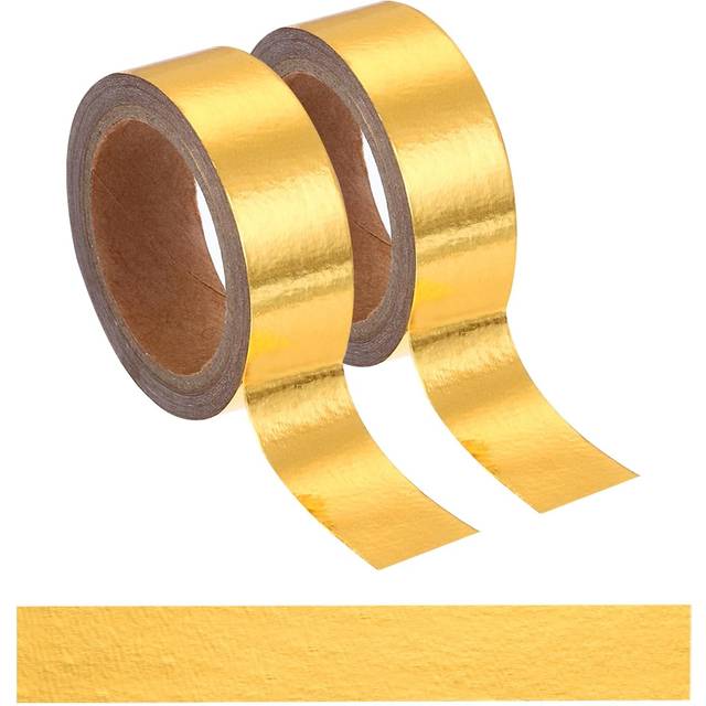 2 pcs gold washi tape 0.6" x 16ft for diy crafts scrapbooking decoration