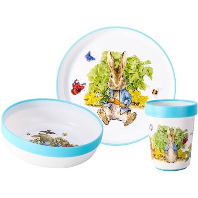 Peter Rabbit 3pcs Bicolor Premium Kids Dinner Tableware Set Plate, Bowl & Tumbler, BPA Free