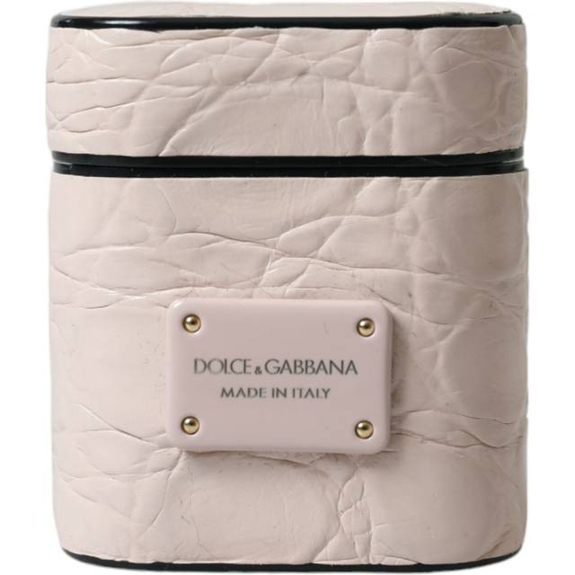 Dolce & Gabbana, Accessoarer, unisex, ONE Size, Läder, Ljusrosa Läder Airpods Fodral - pink (ONE SIZE)