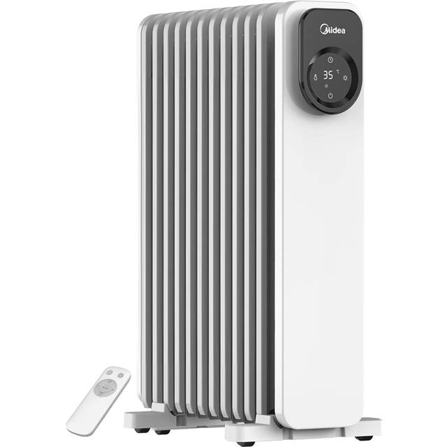 Midea 11 Fin Oil Filled Radiator Electric Heater with Remote - White