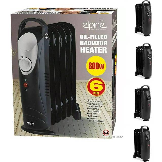 Black oil filled radiator portable daewoo heater 6 fin 800w thermostat