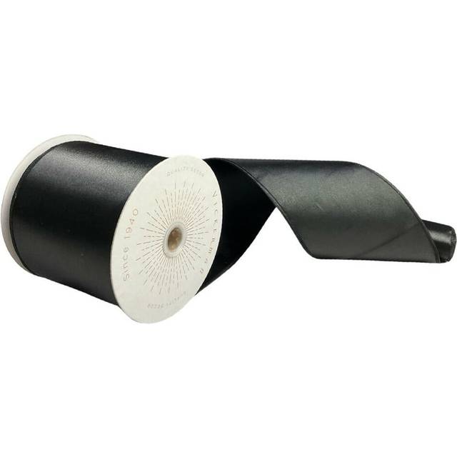 Vickerman QTX241117 4 in. x 10 Yards Black Satin Ribbon