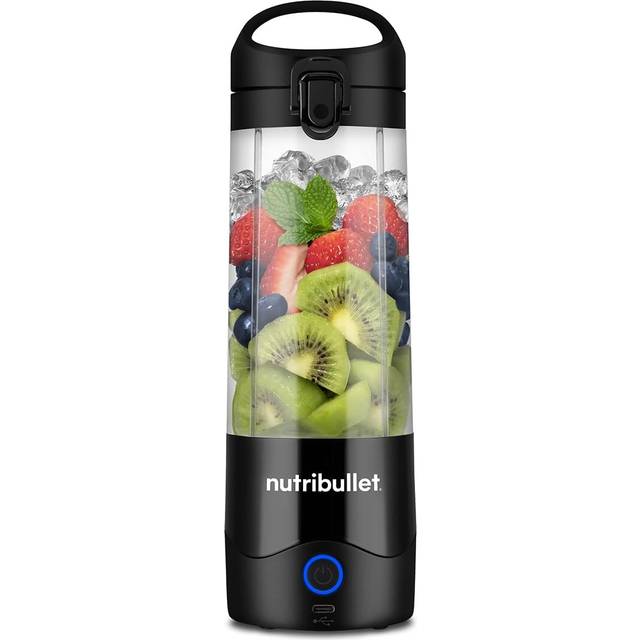 nutribullet Bärbar 60 W mixer i svart – kraftfullt extraktorblad, 590 ml kopp, to-go-lock, USB-C laddningskabel och användarhandbok – ger 15+ blandningscykler – hälsosamma skakningar när du är på