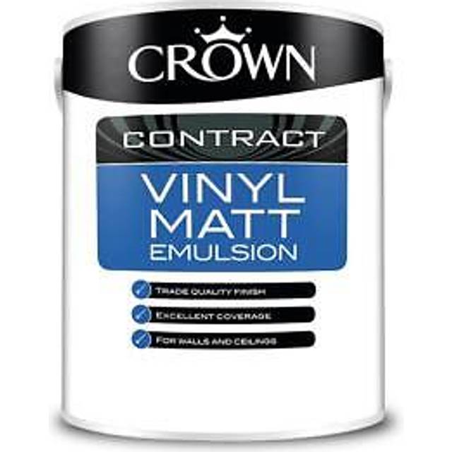 Crown vinyl matt paint emulsion contractors brilliant white magnolia all sizes